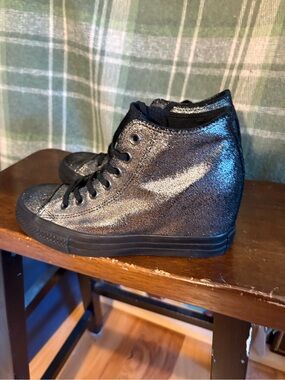 Converse Chuck Taylor all star lux Wedge sneakers in metallic finish 8